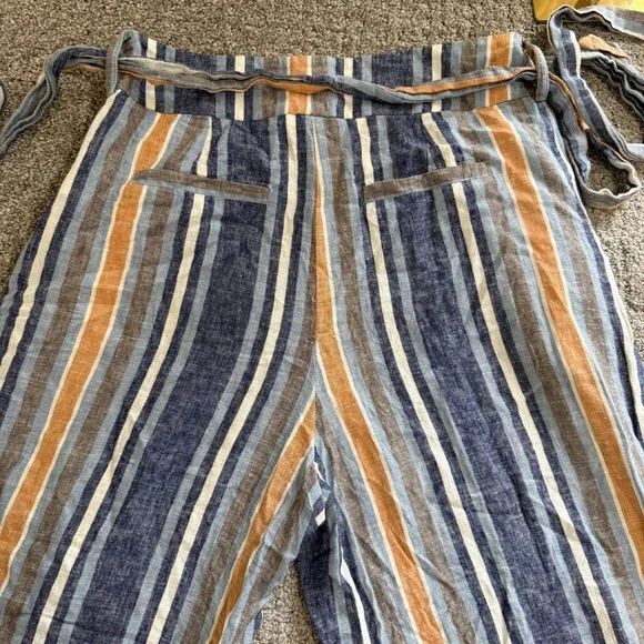 Striped Wide Leg Pants Linen Blend Medium Current Air Beachy Lounge Leisure - Picture 11 of 11